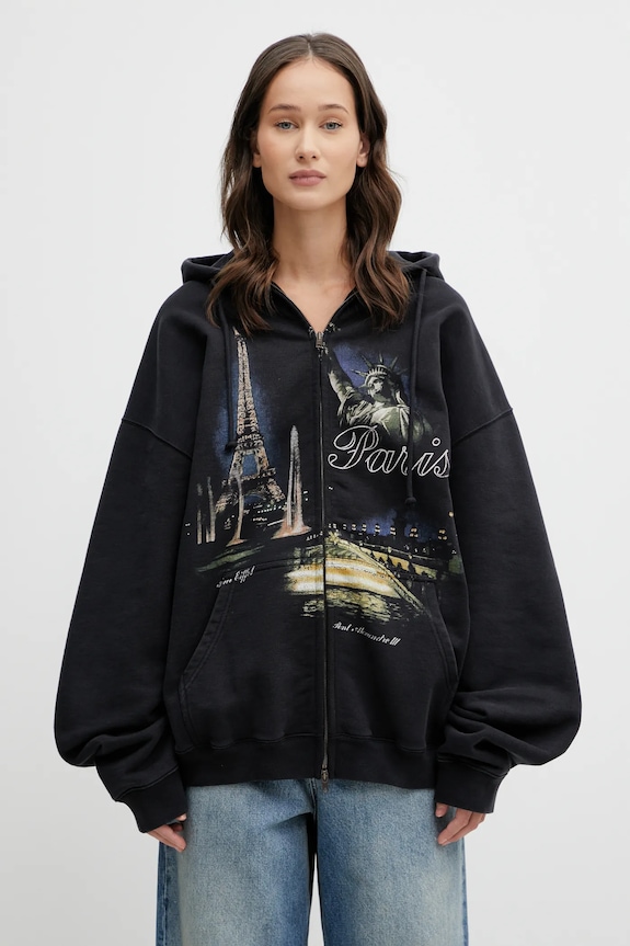 Mikina VETEMENTS Paris Tourist ME76ZU242B černá SS26