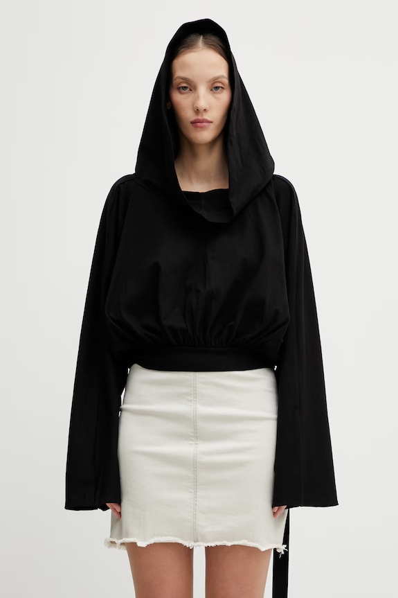 Rick Owens DRKSHDW bluza bawełniana z kapturem czarny DS01F4218.RN