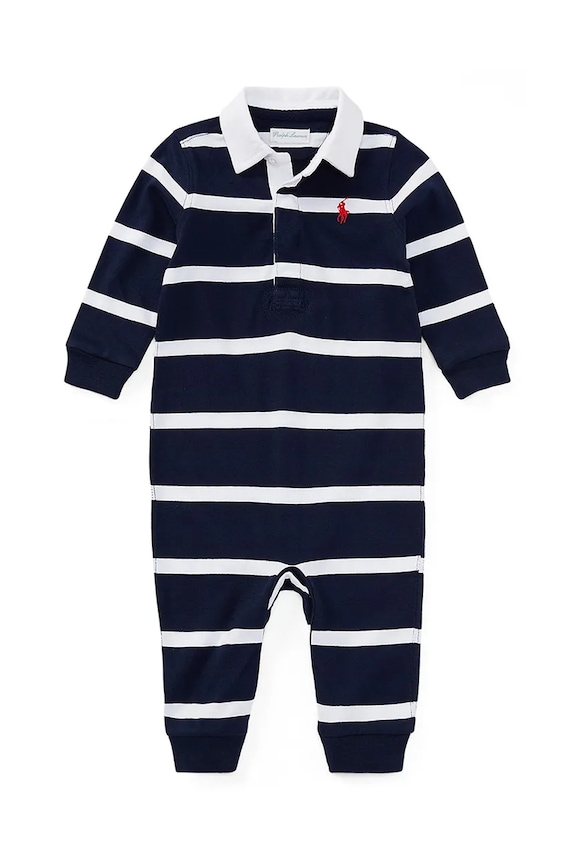 Βρεφική βαμβακερή ρόμπα Polo Ralph Lauren σκούρο μπλε 320512760007