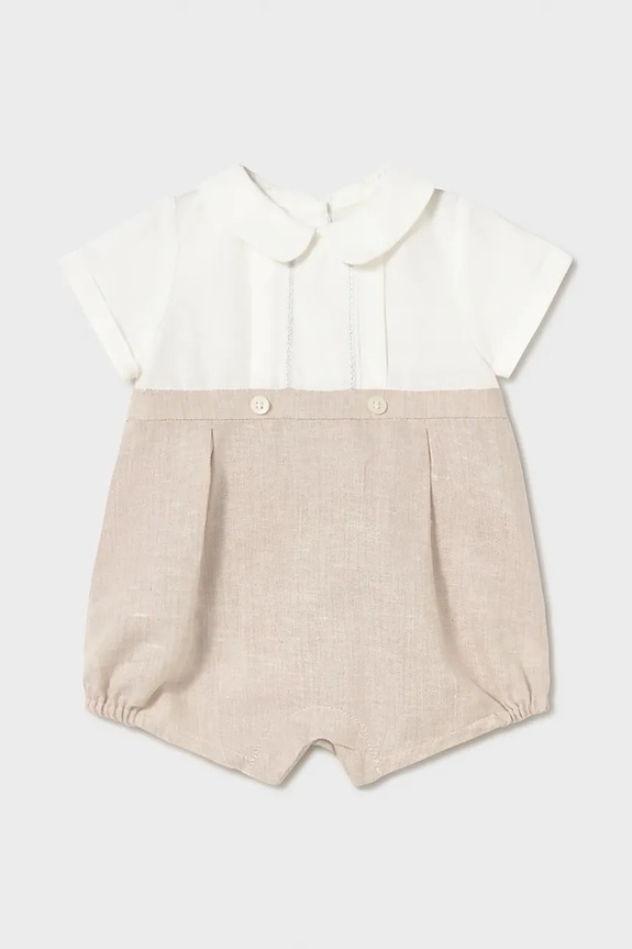 Mayoral Newborn rampers niemowlęcy z dodatkiem lnu beżowy 1604.1J.Newborn.PPY2