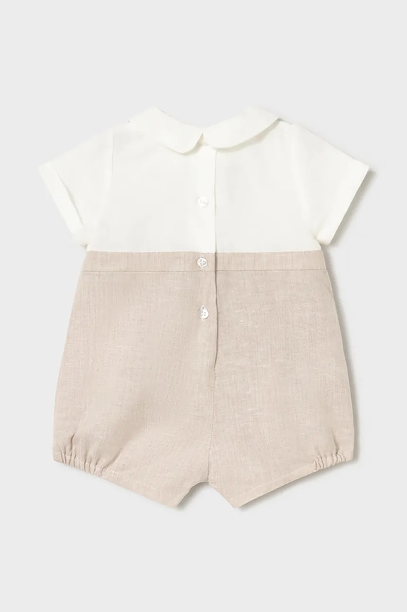 Mayoral Newborn rampers niemowlęcy z dodatkiem lnu 1604.1J.Newborn.PPY2 beżowy SS26