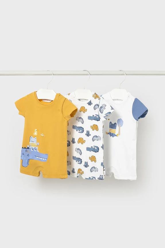 Mayoral Newborn rampers niemowlęcy 3-pack 3-pack żółty 1724.1Q.Newborn.PPY2