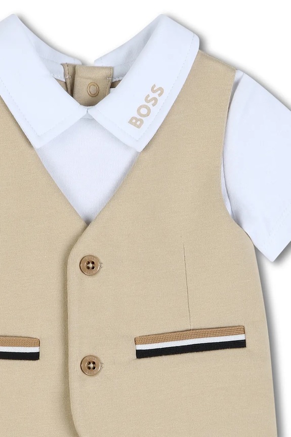 Chłopiec BOSS komplet niemowlęcy J53036 beżowy