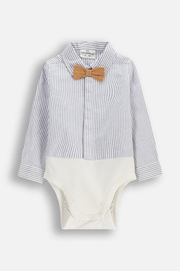 Coccodrillo body dojčenské s prímesou ľanu modrá WC6112901EBB