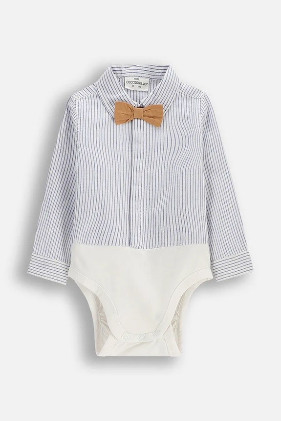Coccodrillo body dojčenské s prímesou ľanu modrá WC6112901EBB
