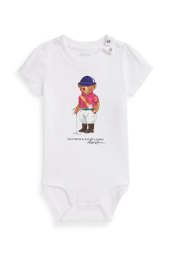 Polo Ralph Lauren body din bumbac pentru bebeluși alb 310A96181001