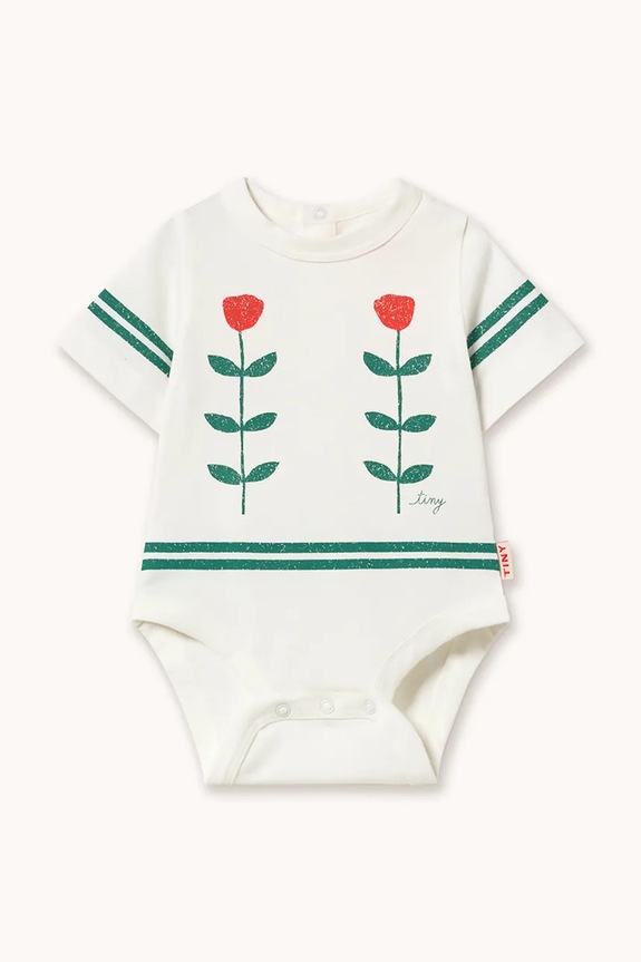 Tinycottons body din bumbac pentru bebeluși RED ROSES GRAPHIC BODY alb SS26.076