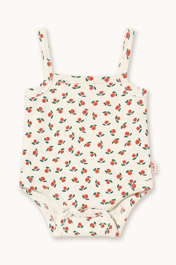 Tinycottons body bebe TINY ROSES RIB SLEEVELESS BODY alb SS26.102