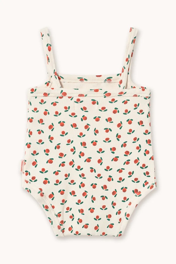 Tinycottons body bebe TINY ROSES RIB SLEEVELESS BODY SS26.102 alb SS26