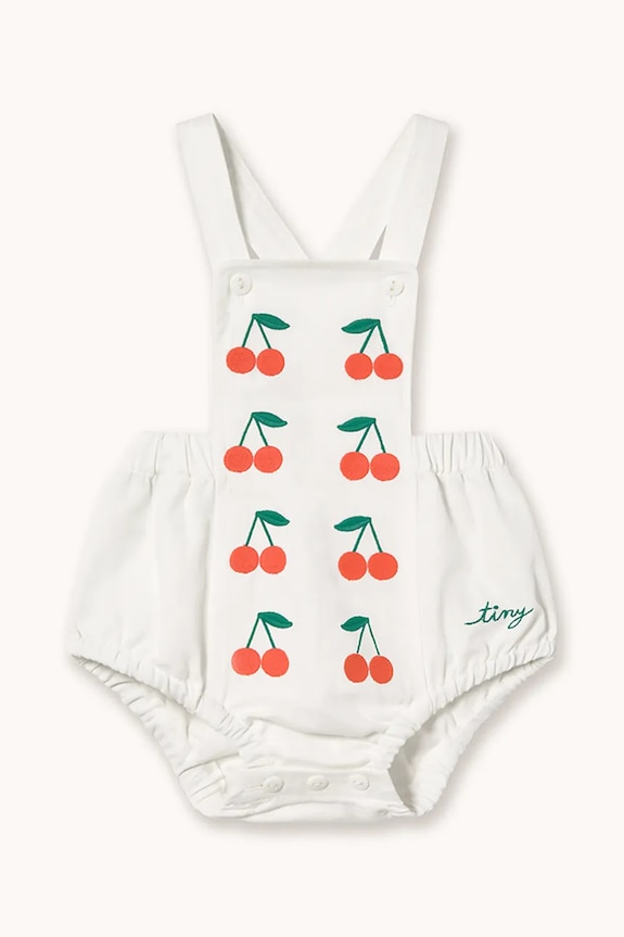 Tinycottons body din bumbac pentru bebeluși MINI CHERRIES TWILL BODY alb SS26.315