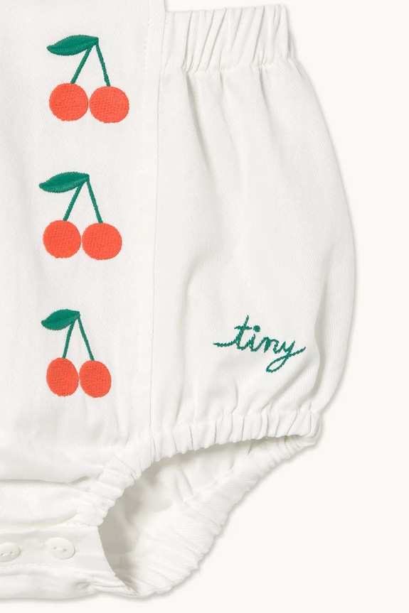 Fete Tinycottons body din bumbac pentru bebeluși MINI CHERRIES TWILL BODY SS26.315 alb