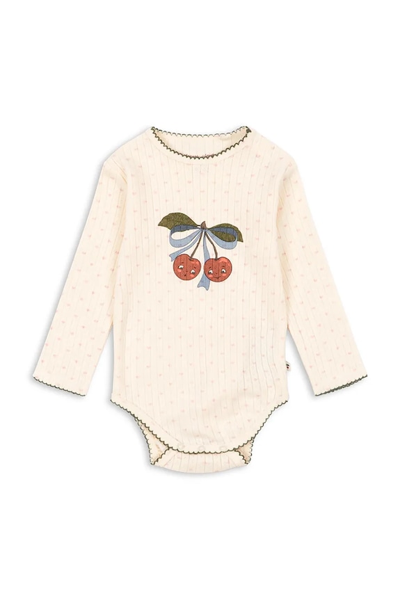 Konges Sløjd body din bumbac pentru bebeluși MINNIE BODY GOTS Produs pentru bebe bej KS105002.PPY2