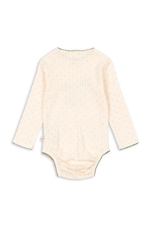 Konges Sløjd body din bumbac pentru bebeluși MINNIE BODY GOTS KS105002.PPY2 bej SS26