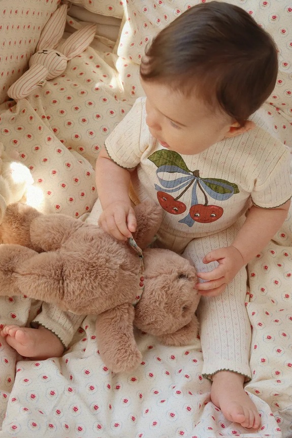 Konges Sløjd body bawełniane niemowlęce MINNIE SS BODY GOTS Produkt niemowlęcy beżowy KS105008.PPY2