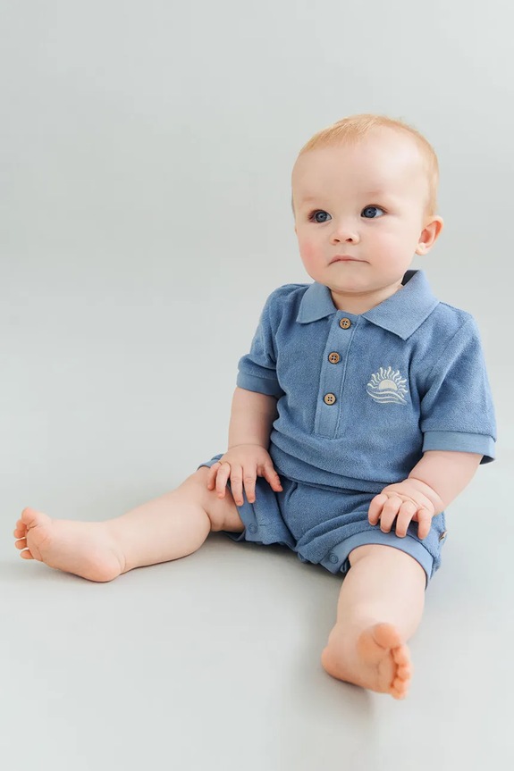 Wheat pajacyk dziecięcy bawełniany niebieski 6986.063.GOTS