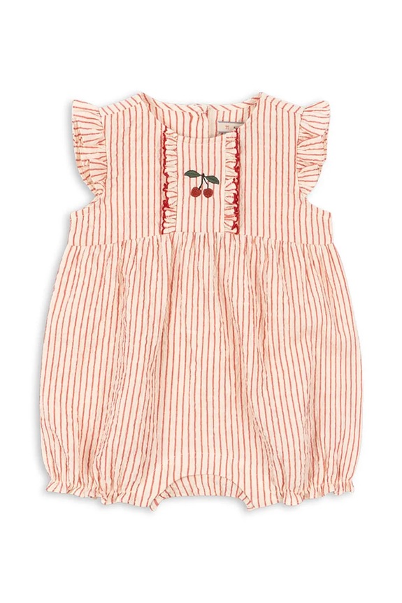 Konges Sløjd rampers niemowlęcy bawełniany ELLIE FRILL ROMPER GOTS różowy KS105345.PPY2