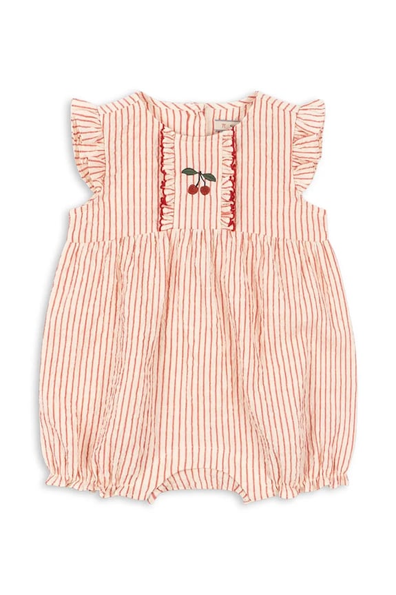 Konges Sløjd rampers niemowlęcy bawełniany ELLIE FRILL ROMPER GOTS różowy KS105345.PPY2