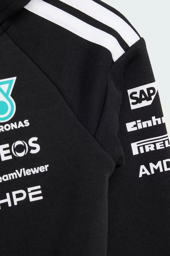 adidas Performance pajacyk z kapturem niemowlęcy z bawełny MERCEDES czarny KE5936