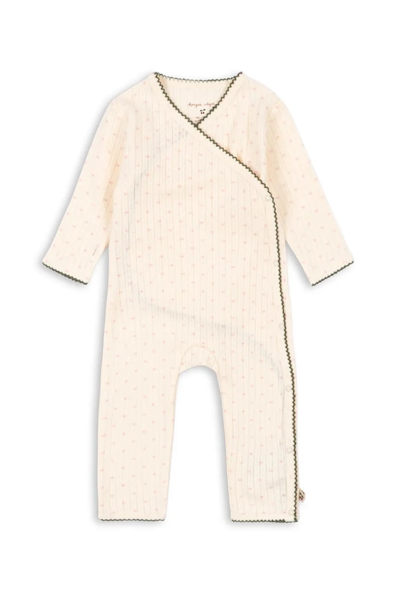 Bombažen pajac za dojenčka Konges Sløjd MINNIE NEWBORN ONESIE GOTS bež KS105004.PPY2
