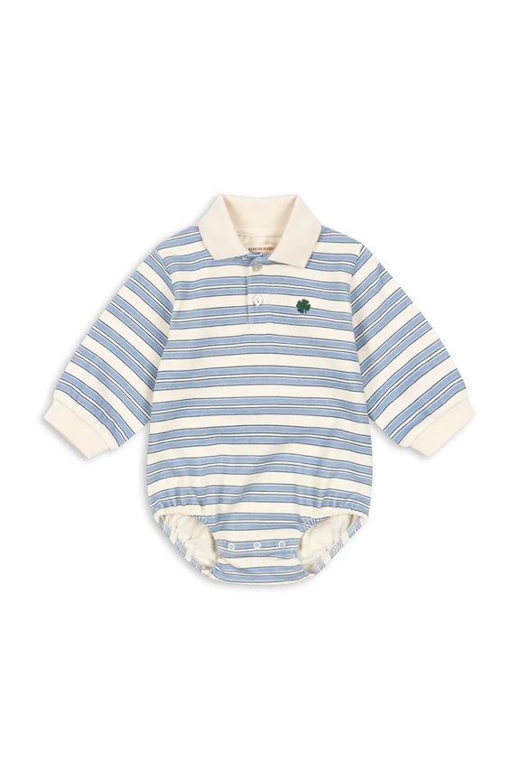 Konges Sløjd body din bumbac pentru bebeluși SPOTTY ROMPER GOTS albastru KS105089.PPY2