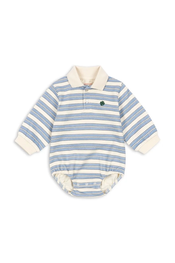 Konges Sløjd body din bumbac pentru bebeluși SPOTTY ROMPER GOTS albastru KS105089.PPY2