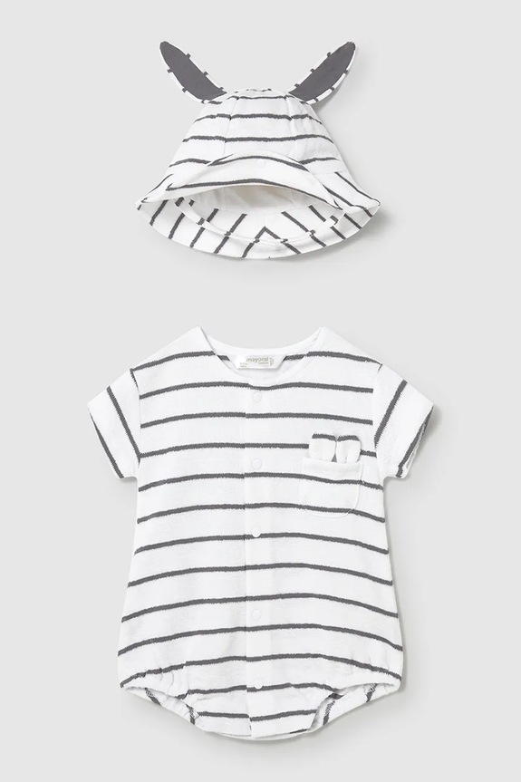 Mayoral Newborn rampers i kapelusz niemowlęcy biały 1606.1C.Newborn.PPY2