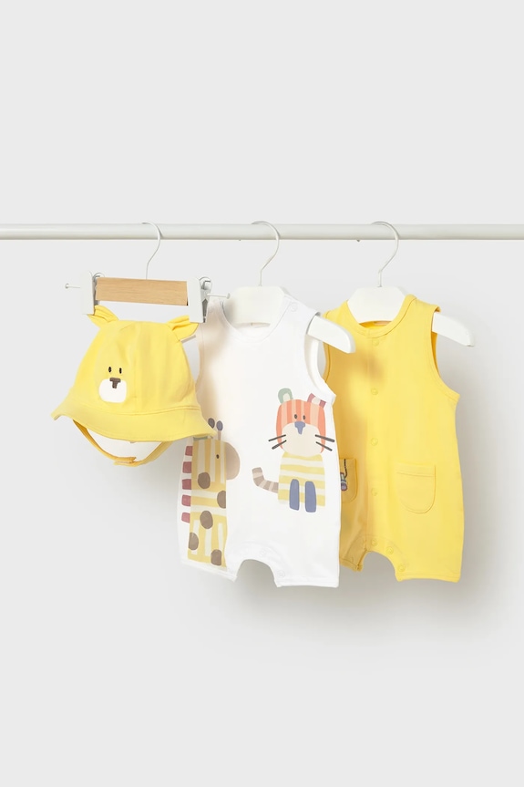 Mayoral Newborn rampers niemowlęcy 2-pack 2-pack żółty 1616.1R.Newborn.PPY2