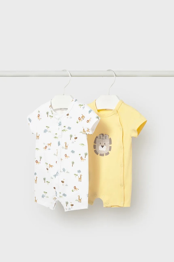 Mayoral Newborn rampers niemowlęcy 2-pack 2-pack żółty 1719.1E.Newborn.PPY2