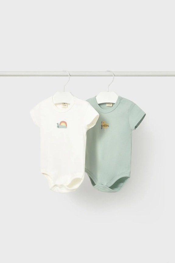 Mayoral Newborn body din bumbac pentru bebeluși 2-pack 2-pack turcoaz 1739.2A.Newborn.PPY2