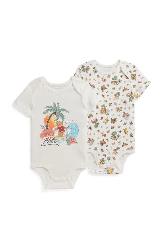 Polo Ralph Lauren body pentru bebeluși, din bumbac pachet de 2 alb 320B14126001