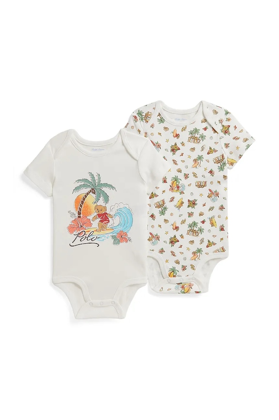 Polo Ralph Lauren body pentru bebeluși, din bumbac pachet de 2 alb 320B14126001