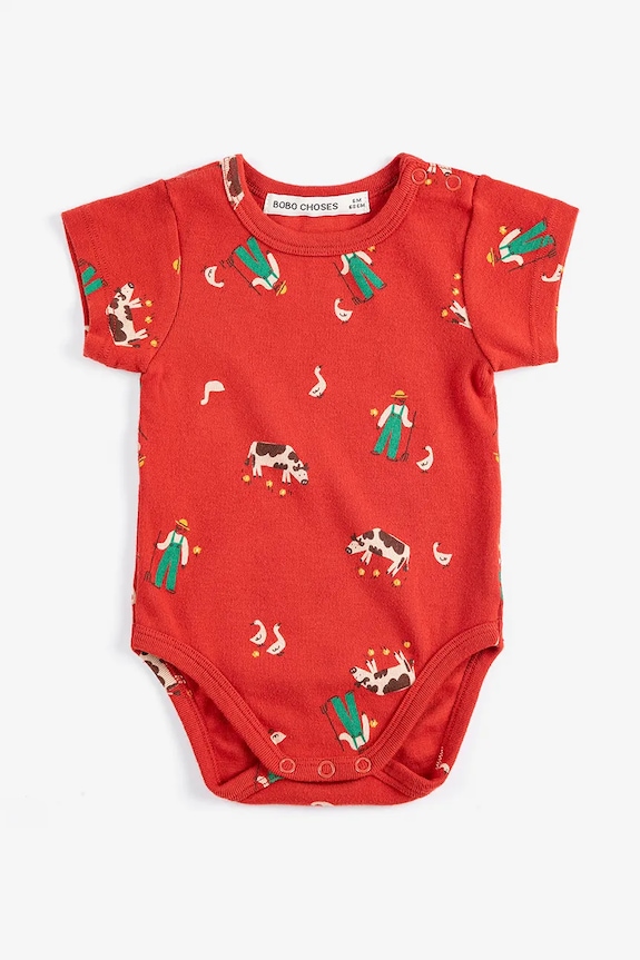 Bobo Choses body niemowlęce Farm Adventure Produkt niemowlęcy czerwony 126AB003