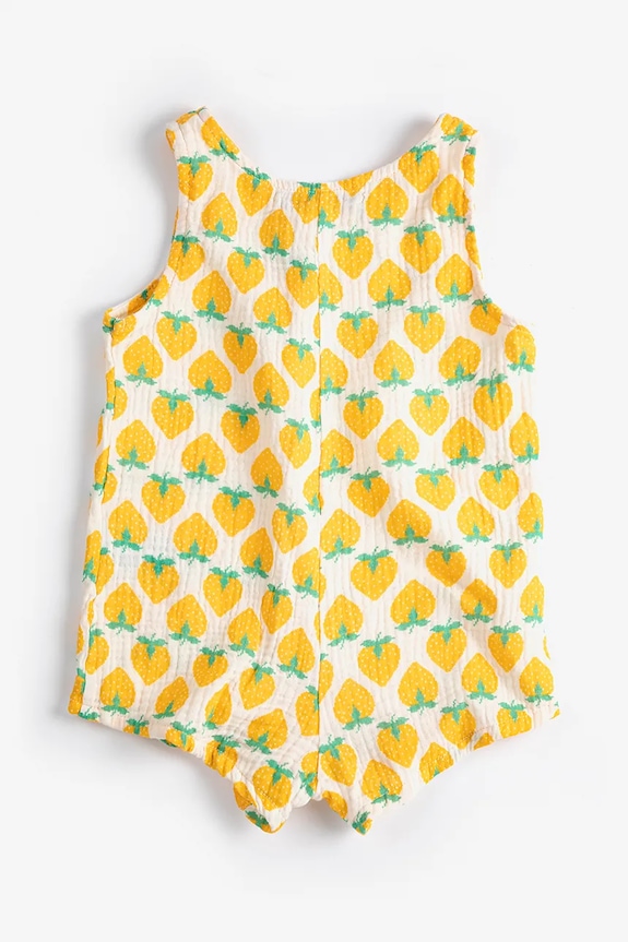 Bobo Choses salopete bebeluși din bumbac Strawberry 126AB161 galben SS26