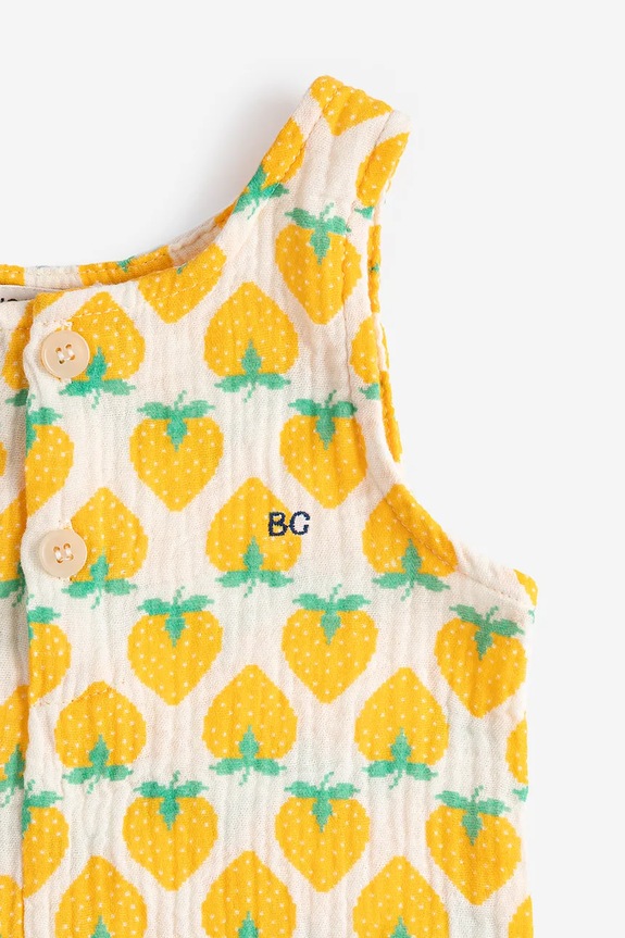 Băieți Bobo Choses salopete bebeluși din bumbac Strawberry 126AB161 galben