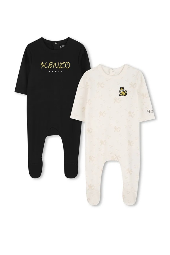 Kenzo Kids śpioszki bawełniane niemowlęce 2-pack 2-pack czarny K61616