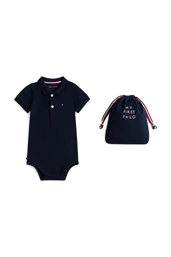 Tommy Hilfiger body detské bavlnené s elastanom tmavomodrá KN0KN02372.PPY2
