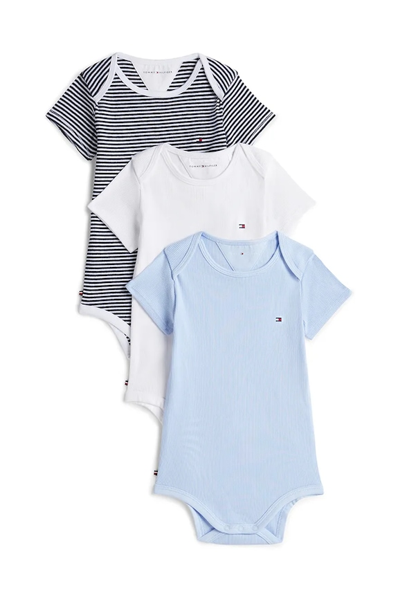 Tommy Hilfiger body pentru copii, din bumbac cu elastan pachet de 3 albastru KN0KN02374.PPY2