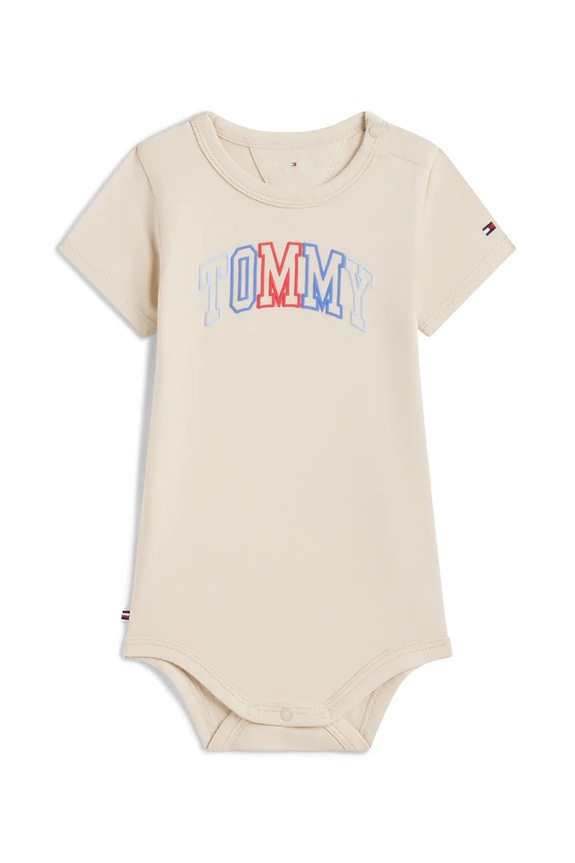 Tommy Hilfiger κορμάκι βρεφικό με βαμβάκι μπεζ KN0KN02369.PPY2