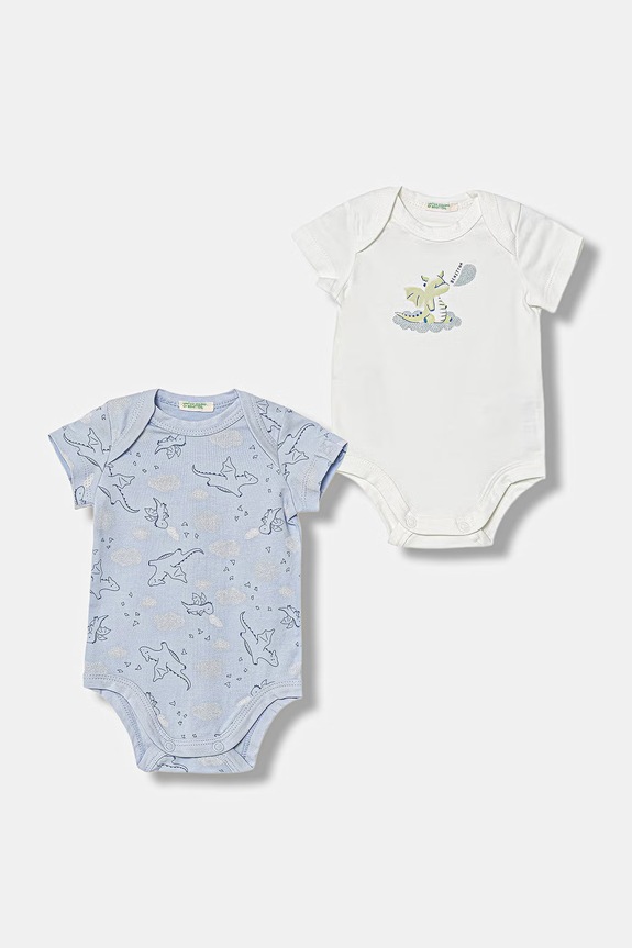 United Colors of Benetton body niemowlęce bawełniane z elastanem 2-pack biały 3WGGAB010.W.Stagionale