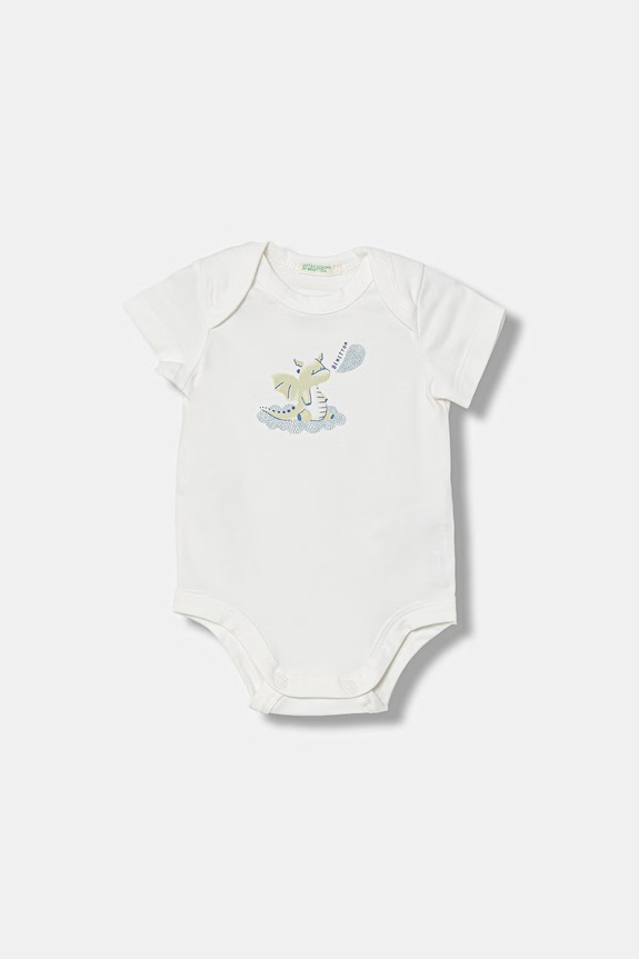 Chłopiec United Colors of Benetton body niemowlęce bawełniane z elastanem 2-pack 3WGGAB010.W.Stagionale biały