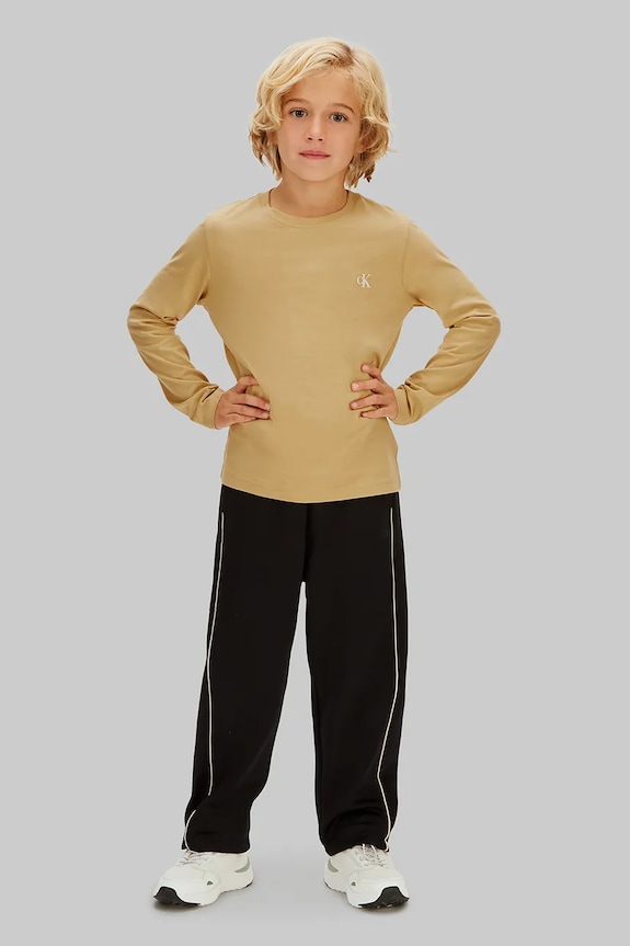 Dječaci Dječja pamučna majica dugih rukava Calvin Klein Jeans 2-pack IB0IB02255.104.116.PPY2 bež