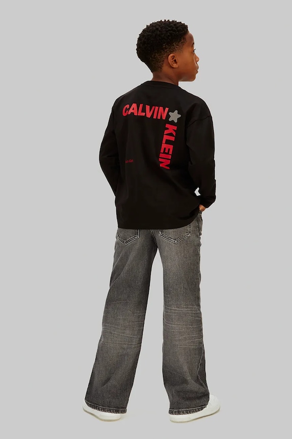 Calvin Klein Jeans gyerek pamut hosszú ujjú felső fekete IB0IB02614.104.116.PPY2