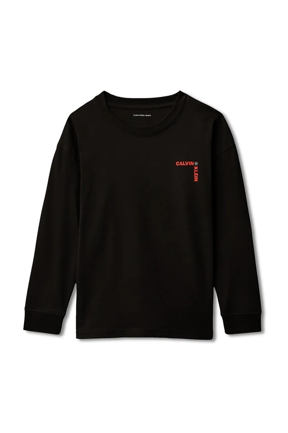Παιδικό βαμβακερό μακρυμάνικο Calvin Klein Jeans IB0IB02614.128.176.PPY2 μαύρο SS26