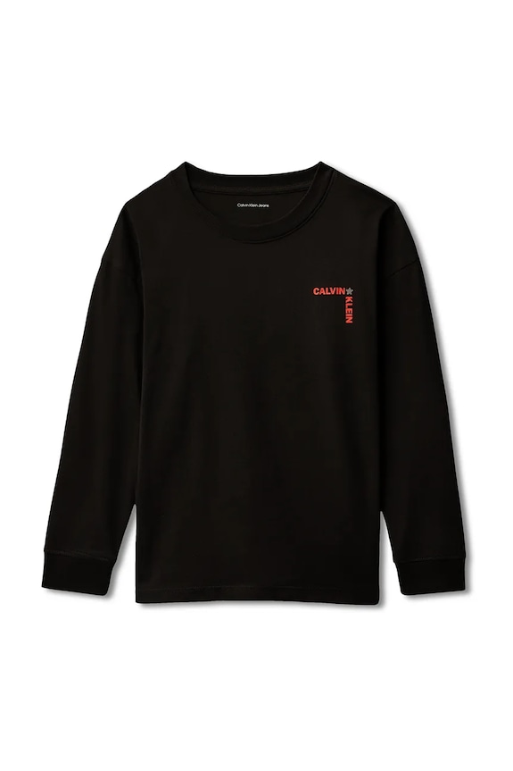 Calvin Klein Jeans gyerek pamut hosszú ujjú felső IB0IB02614.128.176.PPY2 fekete SS26