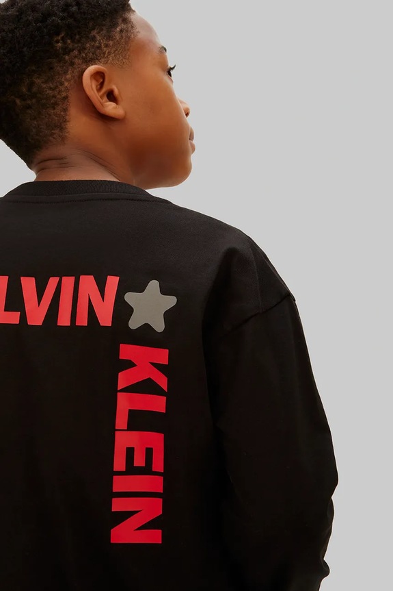 Αγορίστικα Παιδικό βαμβακερό μακρυμάνικο Calvin Klein Jeans IB0IB02614.128.176.PPY2 μαύρο