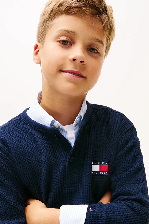 Tommy Hilfiger maglietta a maniche lunghe per bambini KB0KB10166.128.176.PPY2 blu navy