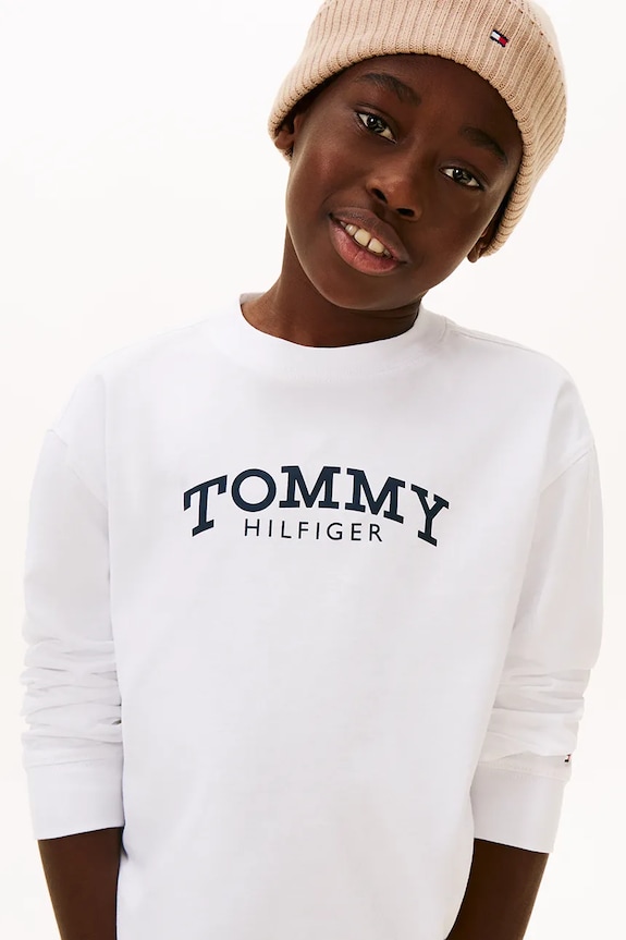 Chłopiec Tommy Hilfiger longsleeve bawełniany dziecięcy KB0KB10052.98.122.PPY2 biały