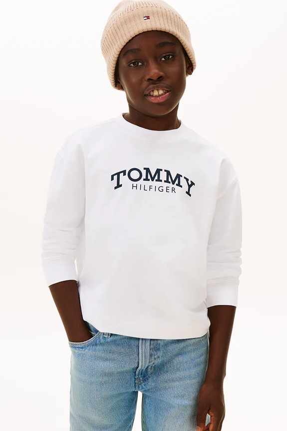 Detská bavlnená košeľa s dlhým rukávom Tommy Hilfiger bavlna biela KB0KB10052.128.176.PPY2