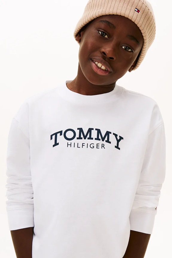 Chlapec Detská bavlnená košeľa s dlhým rukávom Tommy Hilfiger KB0KB10052.128.176.PPY2 biela