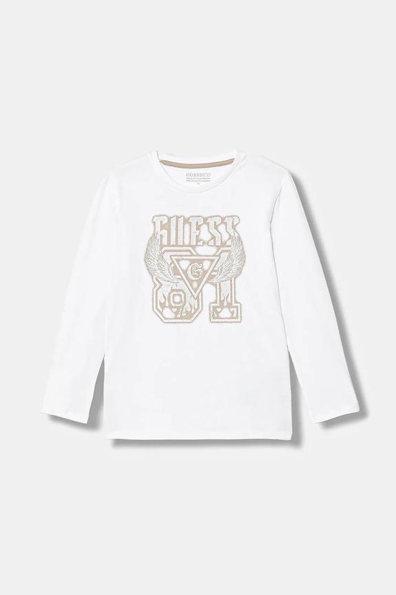 Παιδικό βαμβακερό μακρυμάνικο Guess στάμπα λευκό L6RI00.K8HM4.PPY2